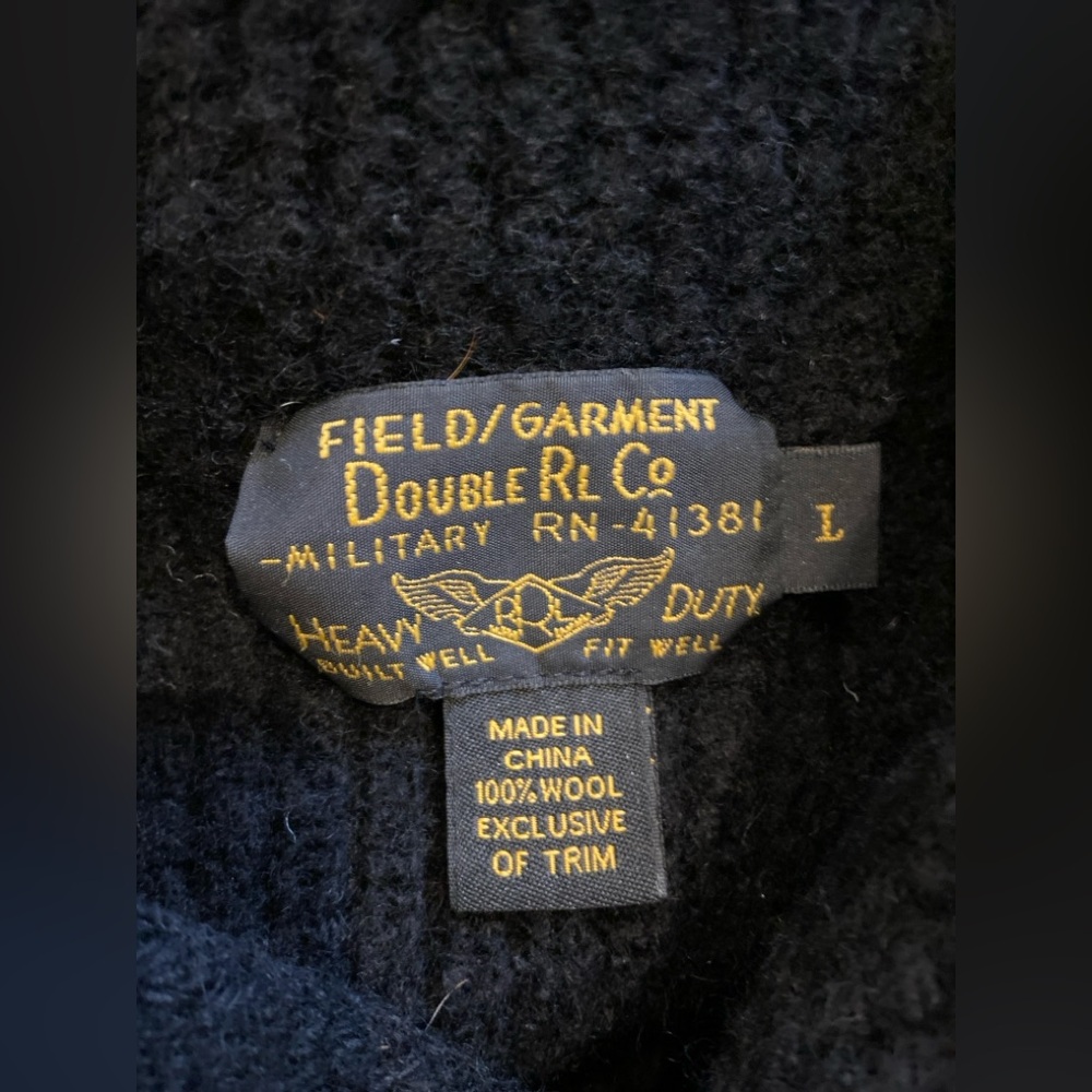 Double RL Field/Garment Heavy Duty 100% Wool Sweater Men's Large - Picture 5 of 6